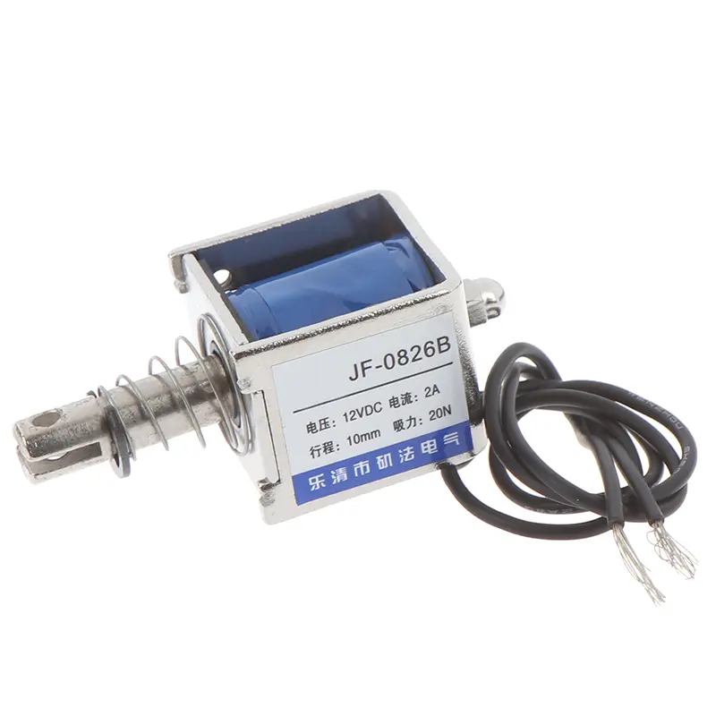 JF-0826B 12V/2A 10mm 20N push pull type open frame solenoid electromagnet image 4