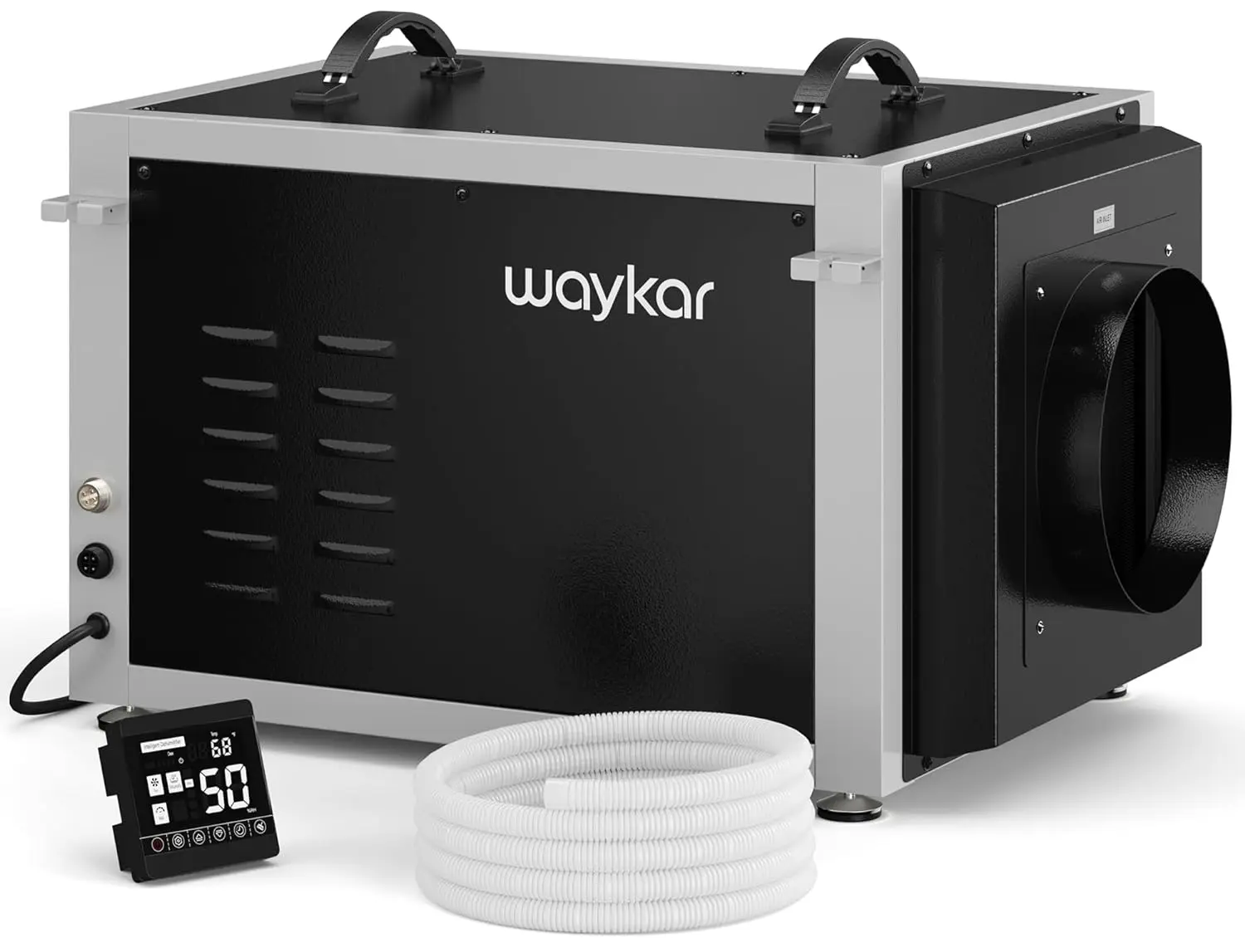 

Waykar 158 Pints Commercial Dehumidifier for Crawl Spaces, Dual Duct HVAC Industrial Dehumidifier with Drain Hose