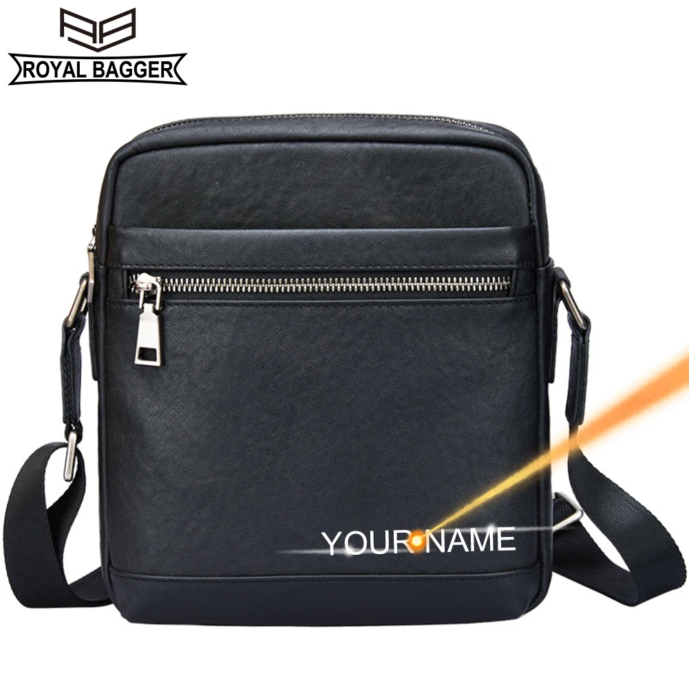 

Royal Bagger Crossbody Bag for Men Genuine Cow Leather Business Fashion Simple Shoulder Bags Multifunction messenger bag 6661