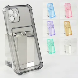 TPU Bumper Transparent Phone Case For iPhone 15 14 13 12 Mini 11 Pro XS Max XR X SE 2020 8 7 Plus Wallet Card Bag Cover