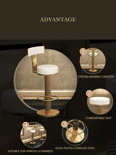 Bar Stools Counter Height Adjustable Swivel Bar Chair Modern Stainess Steel Kitchen Counter Stools Dining Chairs Set 4