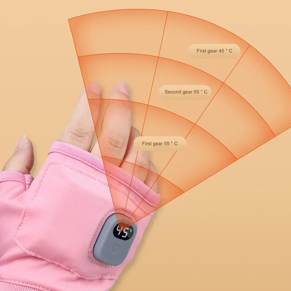 Rechargeable Heated Gloves 360 Degree Thermal Heated Gloves Winter Windproof Warm Fingerless Gloves for Outdoor Hiking Cycling 4