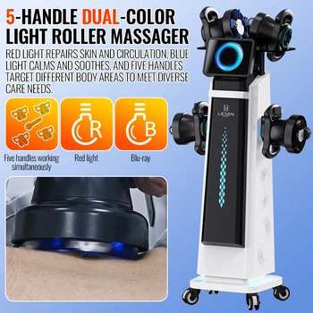 5 Handle Body Slimming Massage Roller Red & Blue Light Rejuvenation Calming Massager for Full Body Use Shake fat to lose weight