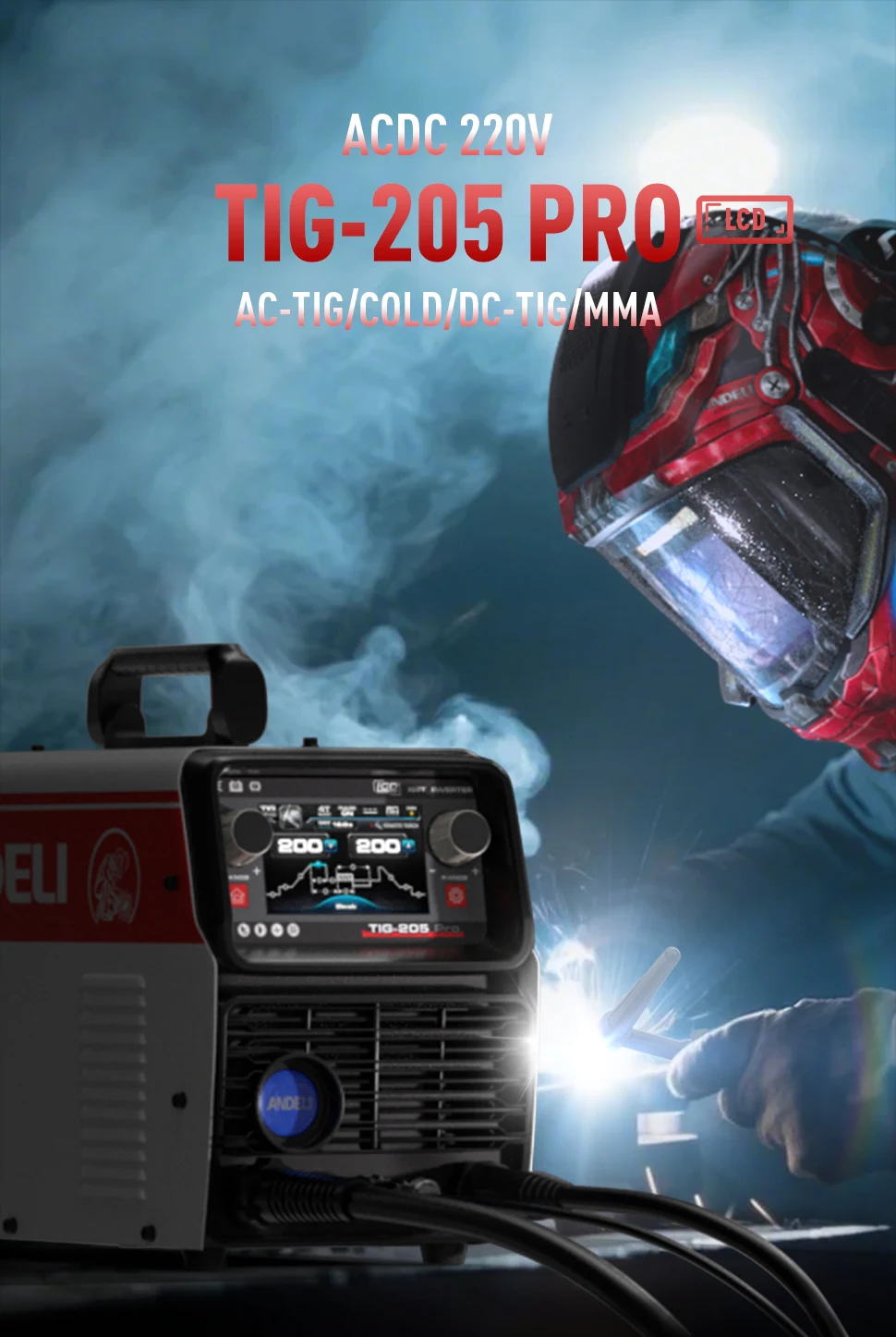 앤델리 TIG-250PRO 220V/110V AC DC 콜드 스팟 펄스 HF TIG 용접기