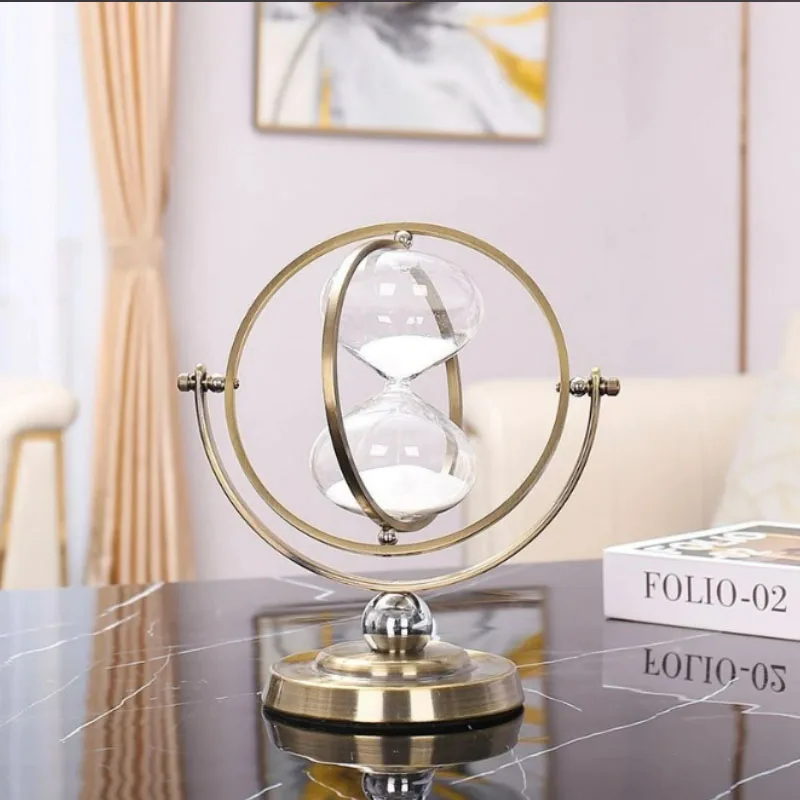 15-60 Min Hourglass Globe Timer Brass Sand Clock Vintage Sandglass Time Desktop Decoration Luxury Living Room Home Hour Glass