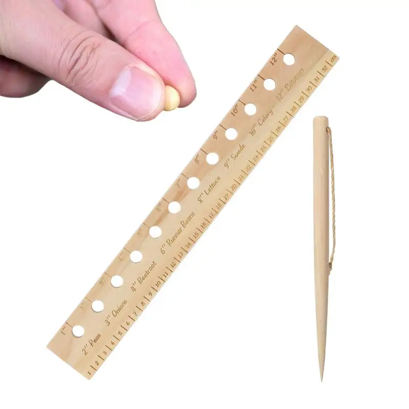 Wooden Plant Spacing Ruler Seeding Garden Template Spacer Tool With Plant Dibber Spacing Template Garden Seedling Spacer Planter