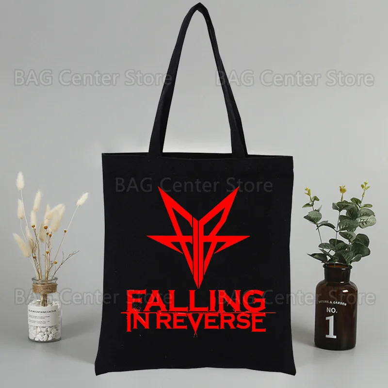 Falling in Reversve Unisex Handbags Custom Canvas Tote Bag Print Daily Use Reusable Travel Casual Shopping Bag Black