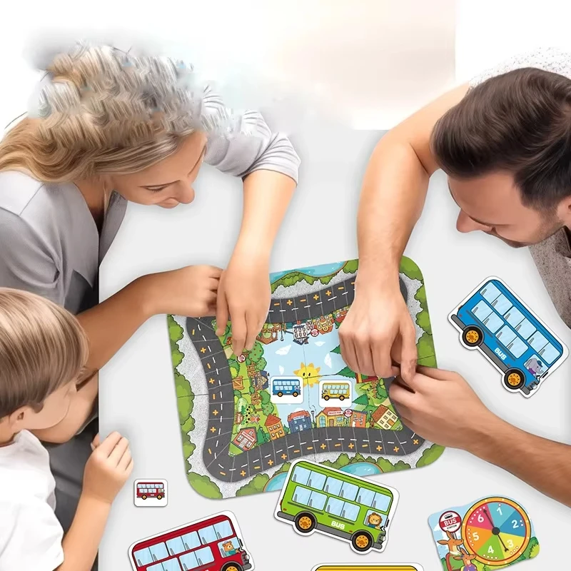 Children Toys Bus Tabletop Game Addition and Subtraction Parent-child Board Early Educational Cognitive Transportation Toys