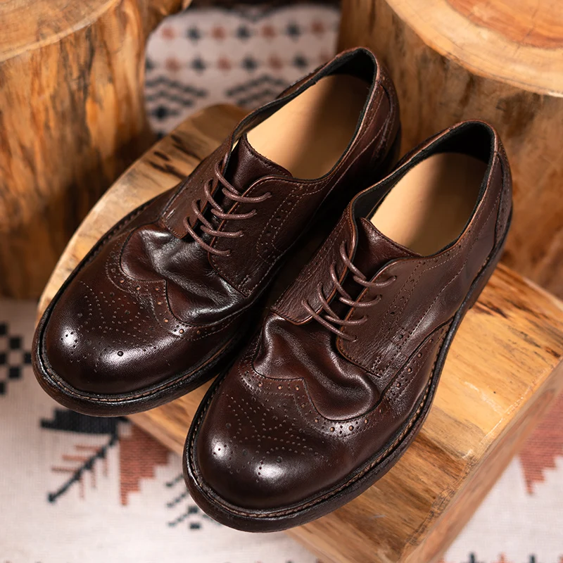 Chaussures élégantes Homme Vintage En Cuir - Pointure 42, Style Derbies, Made In England