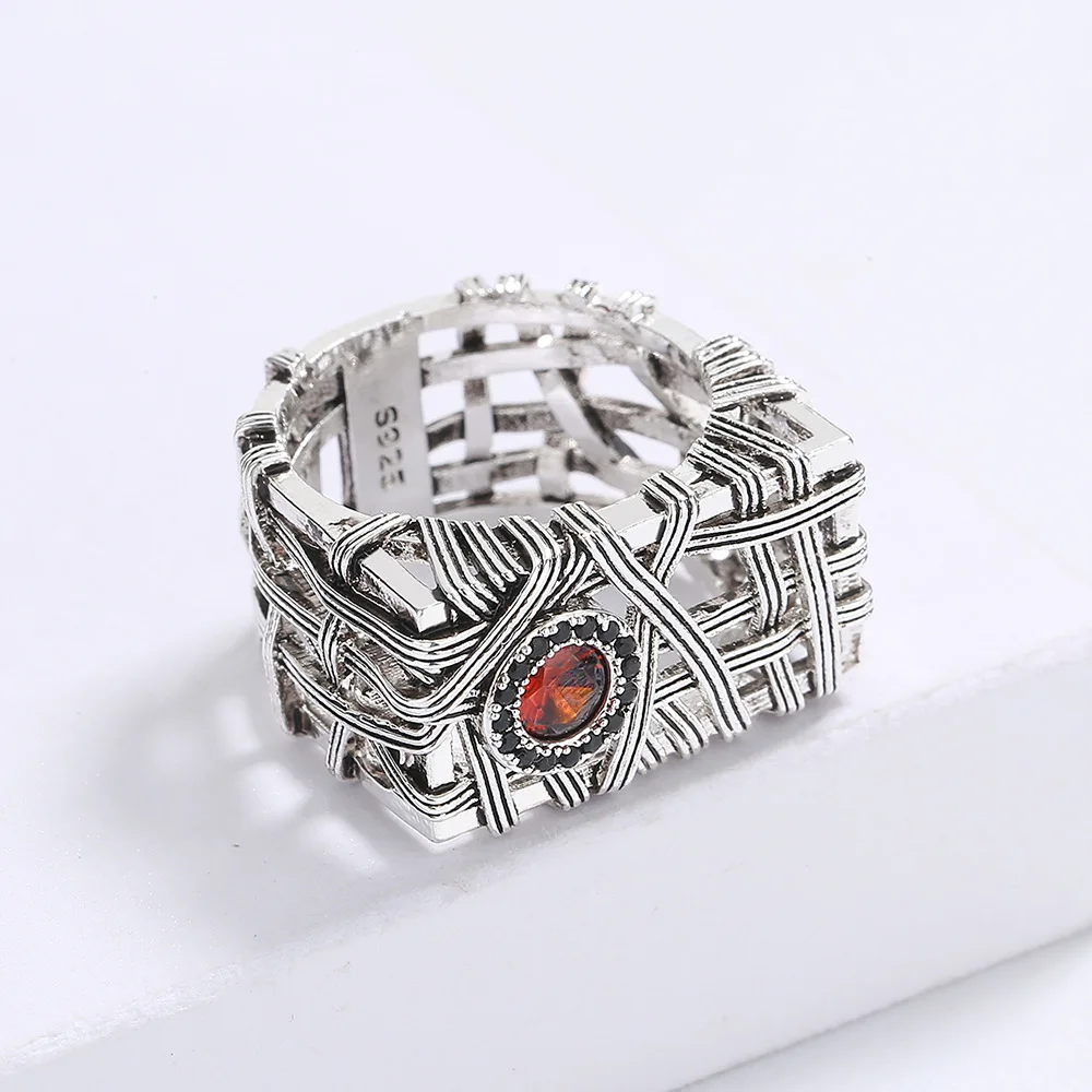 Edgy Punk Gothic Antique Silver Men's Ring - Bold Retro Jewelry Statement