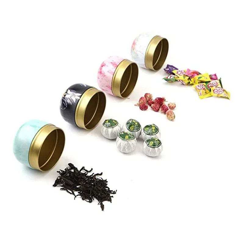 Tea Tin Box Tea Canister Mini Tea Box Storage Containers Tea Coffee Tins Flowers Pattern Food Storage Box for Herb Candy Chocolate Sugar Spices Candle