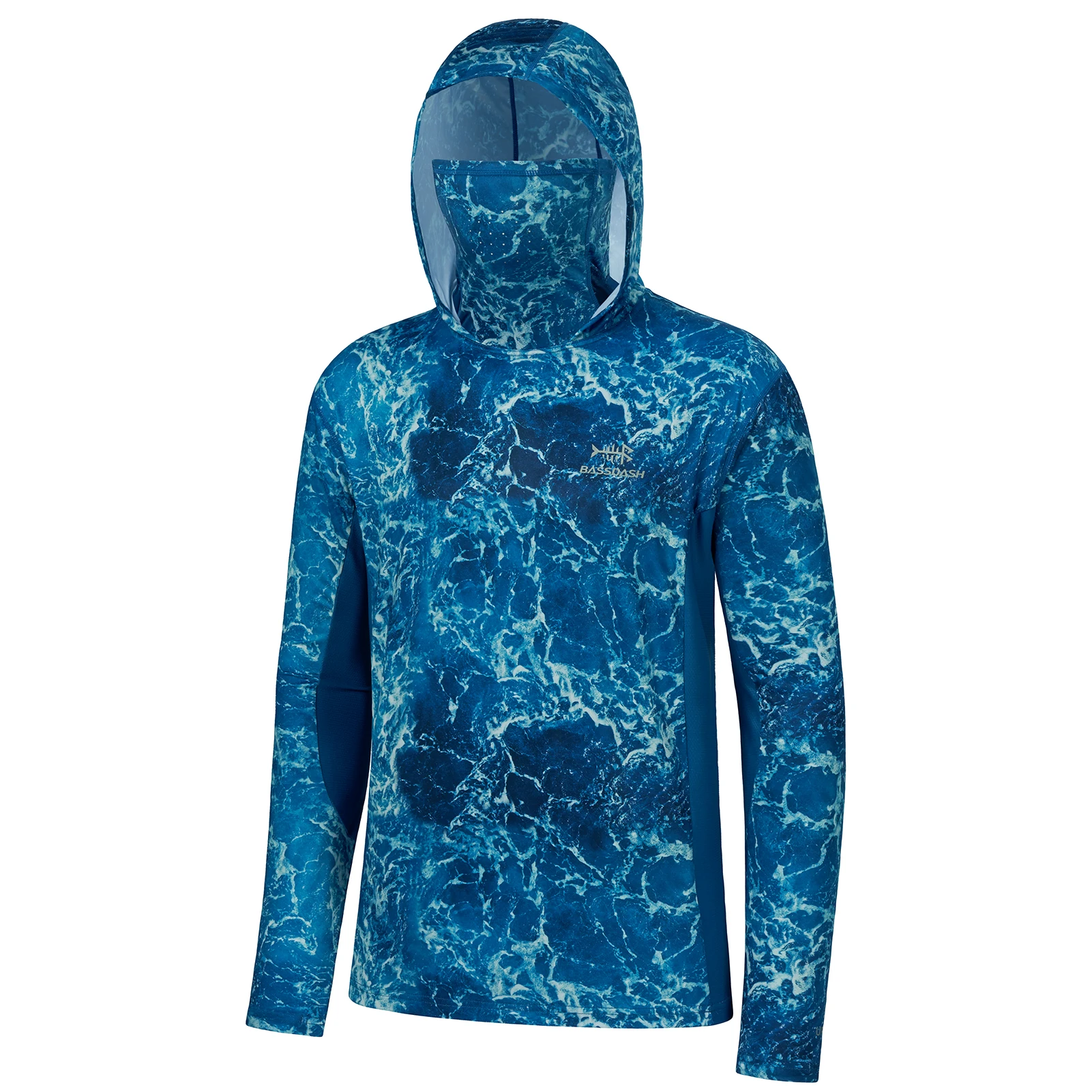 Description Picture 4 of itemBassdash Men’s UPF 50+ Fishing Hiking Camo Hoodie Shirt with Face Mask Lightweight Neck Gaiter Long Sleeve Sun Protection FS25M