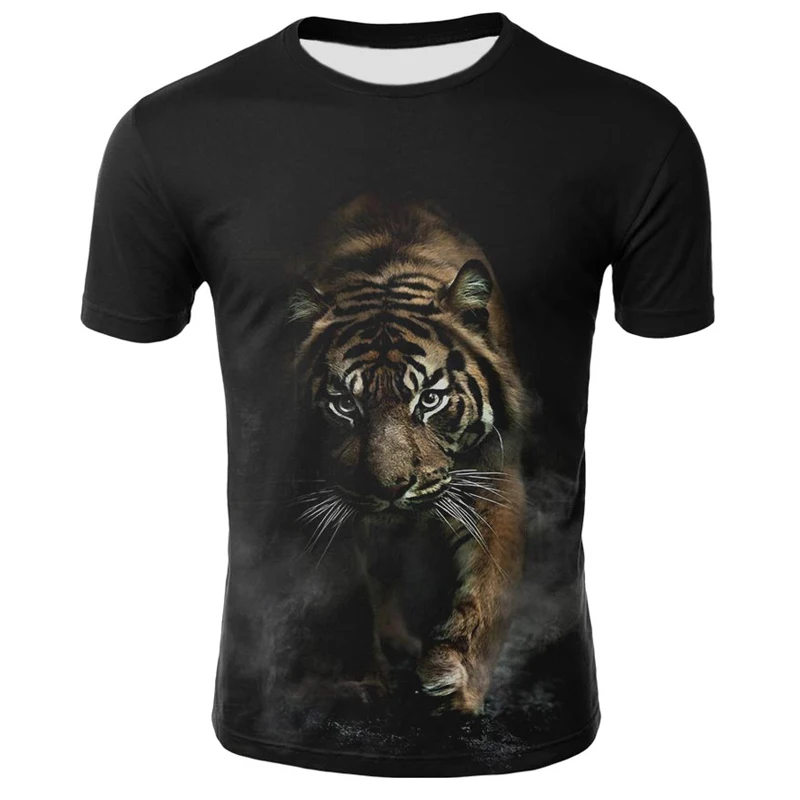 

Interesting Tiger Graphic T Shirts Men Summer Fashion Animal Print T-shirt Trend Personality Cool Blouse Short Sleeve T-shirts