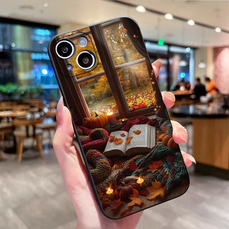 Autumn Landscape Maple Leaf Pumpkin Shockproof Phone Case - Soft Silicone Cover