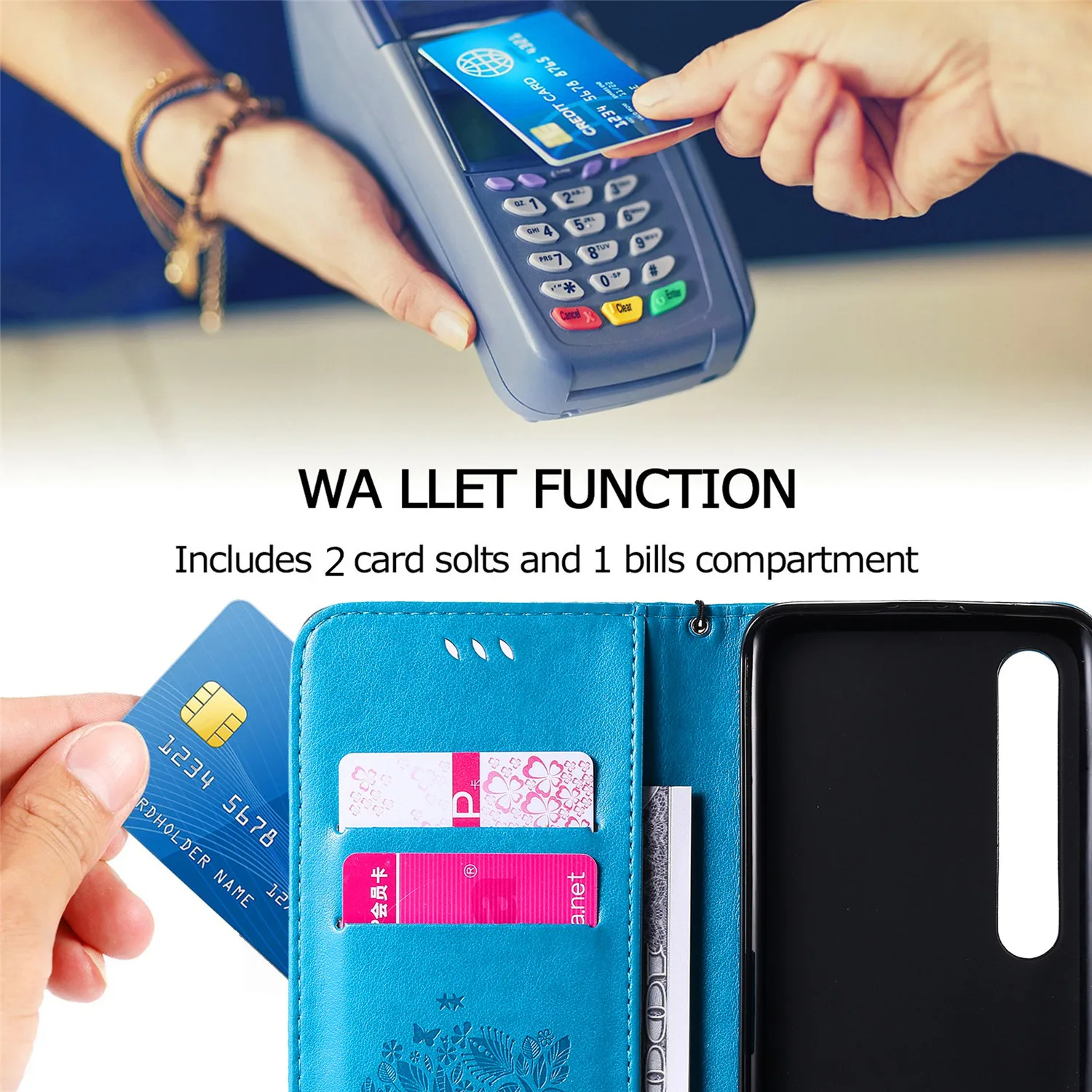 Elegant Leather Flip Stand Wallet Phone Case Cover