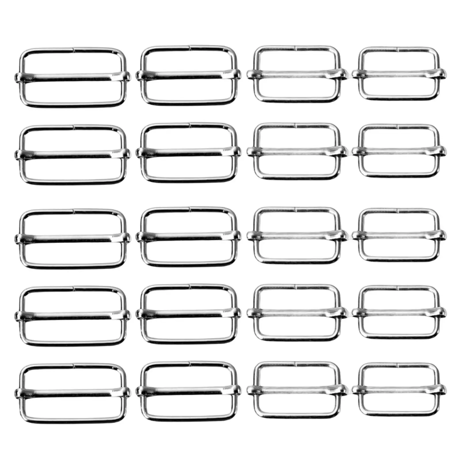 20 Pieces Slide Buckle Adjustable Silver Roller Pin Buckles For Purse