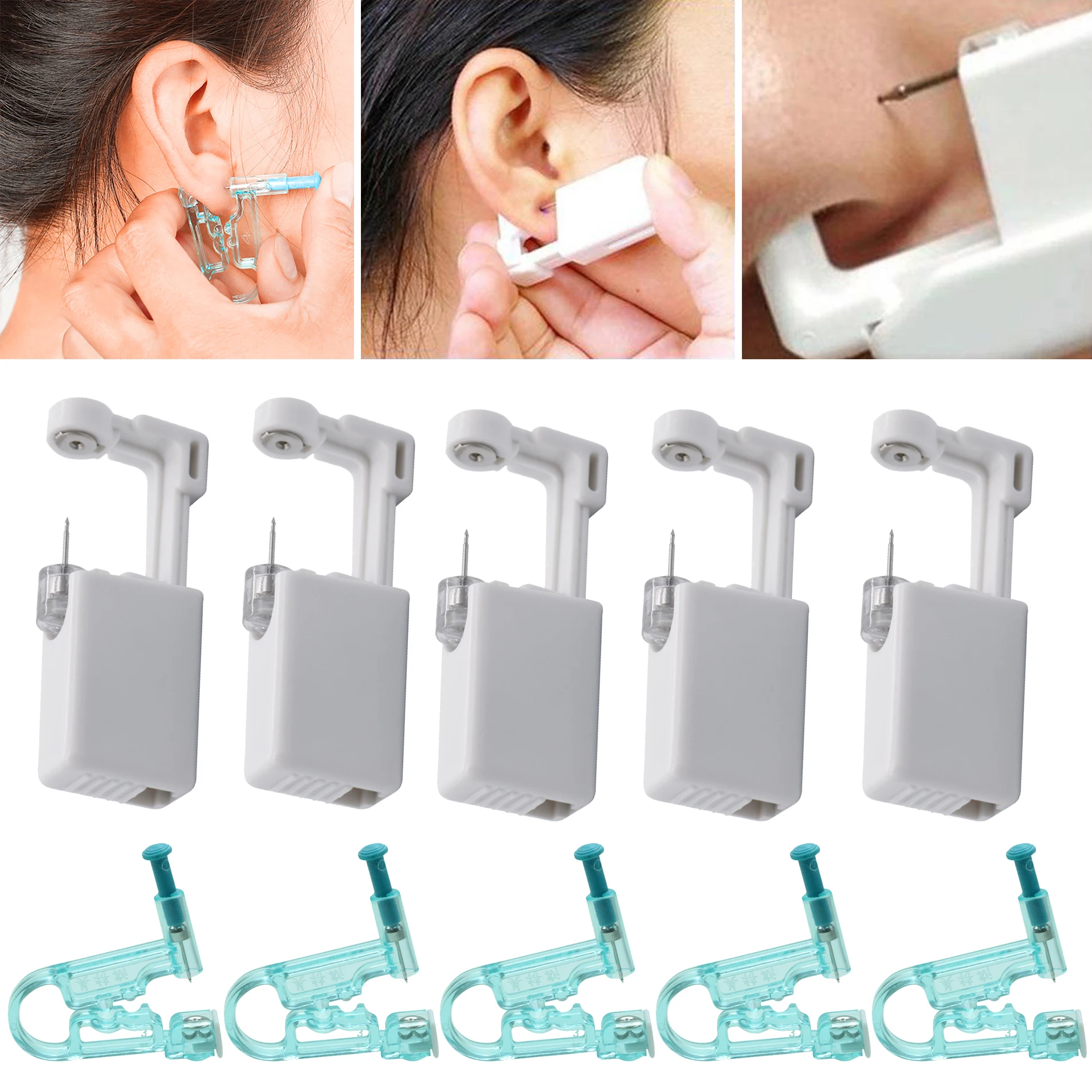 1/5 stücke Ohr Piercing Gun Kit Einweg Desinfizieren Sicherheit Ohrring Piercer Maschine Studs Nase Clip Körper Schmuck Piercing werkzeug Pistolen