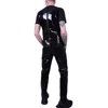 Wetlook Mens Jumpsuit Pockets Strap Suspender Pants Glossy PVC Leather Bib Pants Solid Color Streetwear Gothic Overalls Rompers 5
