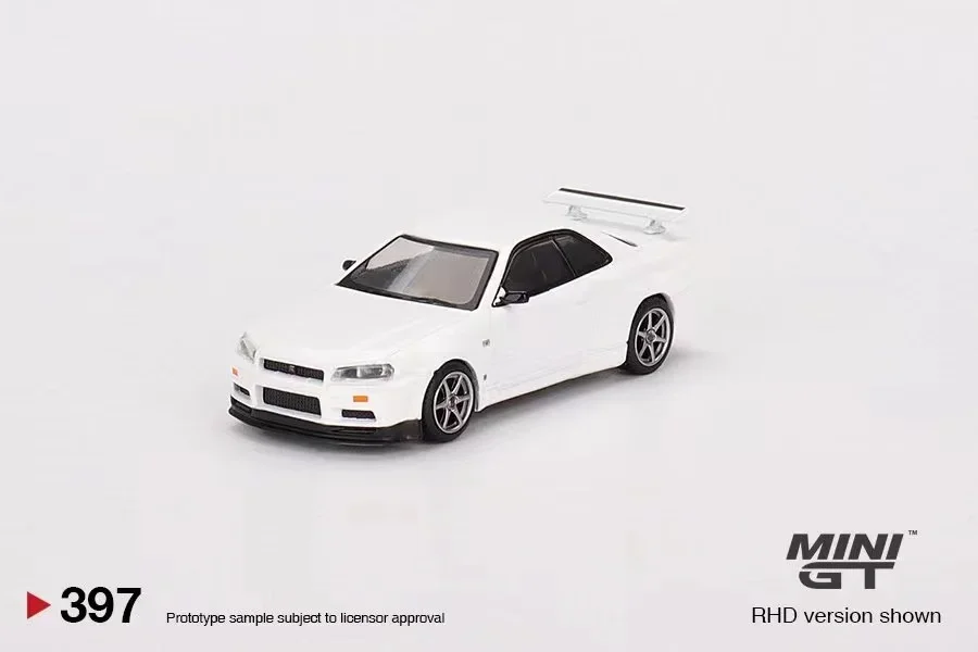 

MINIGT 1:64 Nissan Skyline GT-R (R34) V-Spec N1 белый RHD MGT00397-CH Автомобильная литые игрушки из сплава металла модель для детей