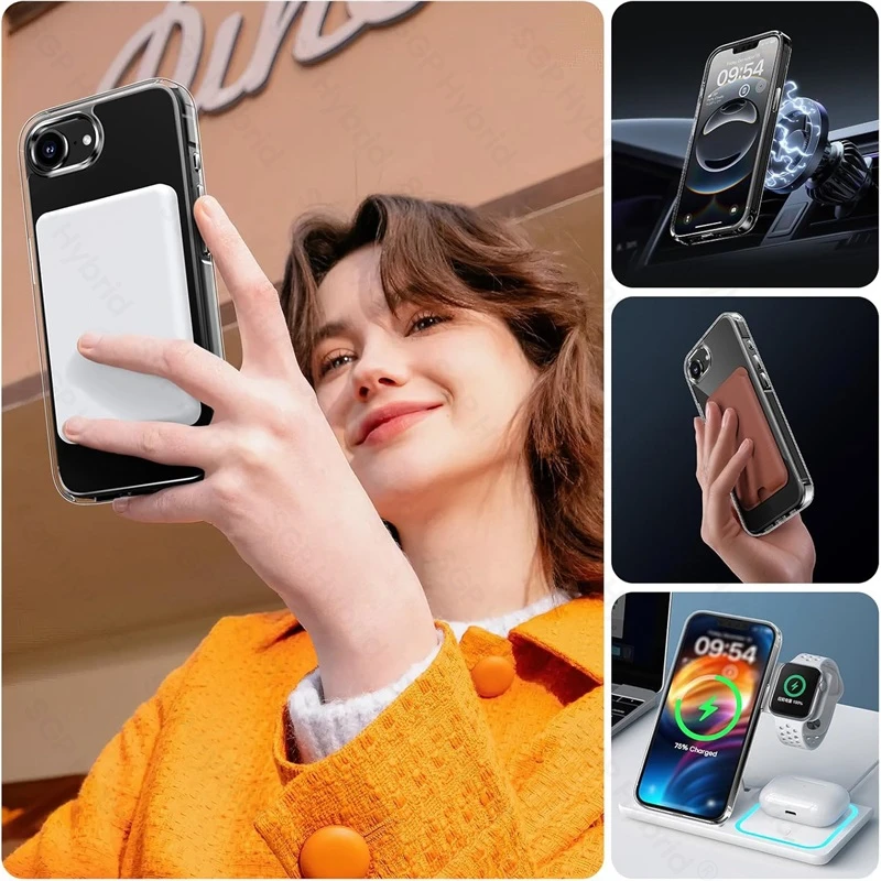 Magsafe Magnetic Wireless Charging Clear Crystal Shockproof Case