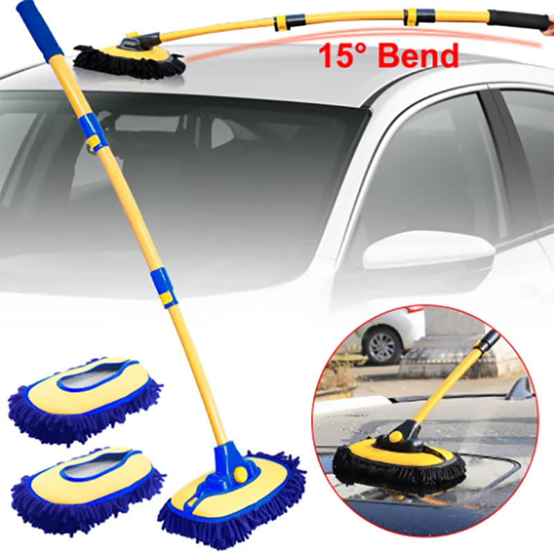 Car Cleaning Brush Wash Brush Telescopic Long Handle Mop Chenille Broom Adjustable Super Absorbent Auto Accessory