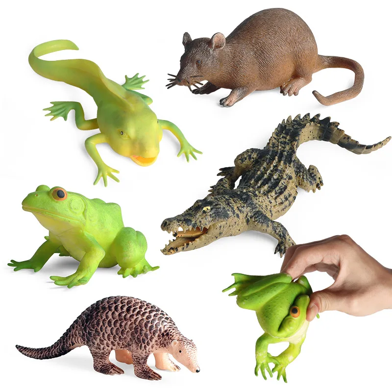 Squishy Stress Relief Squeeze Toy Emulational Wild Animal Model Crocodile Frog Pangolin Mouse Tadpole Snake Lizard Gecko Snake