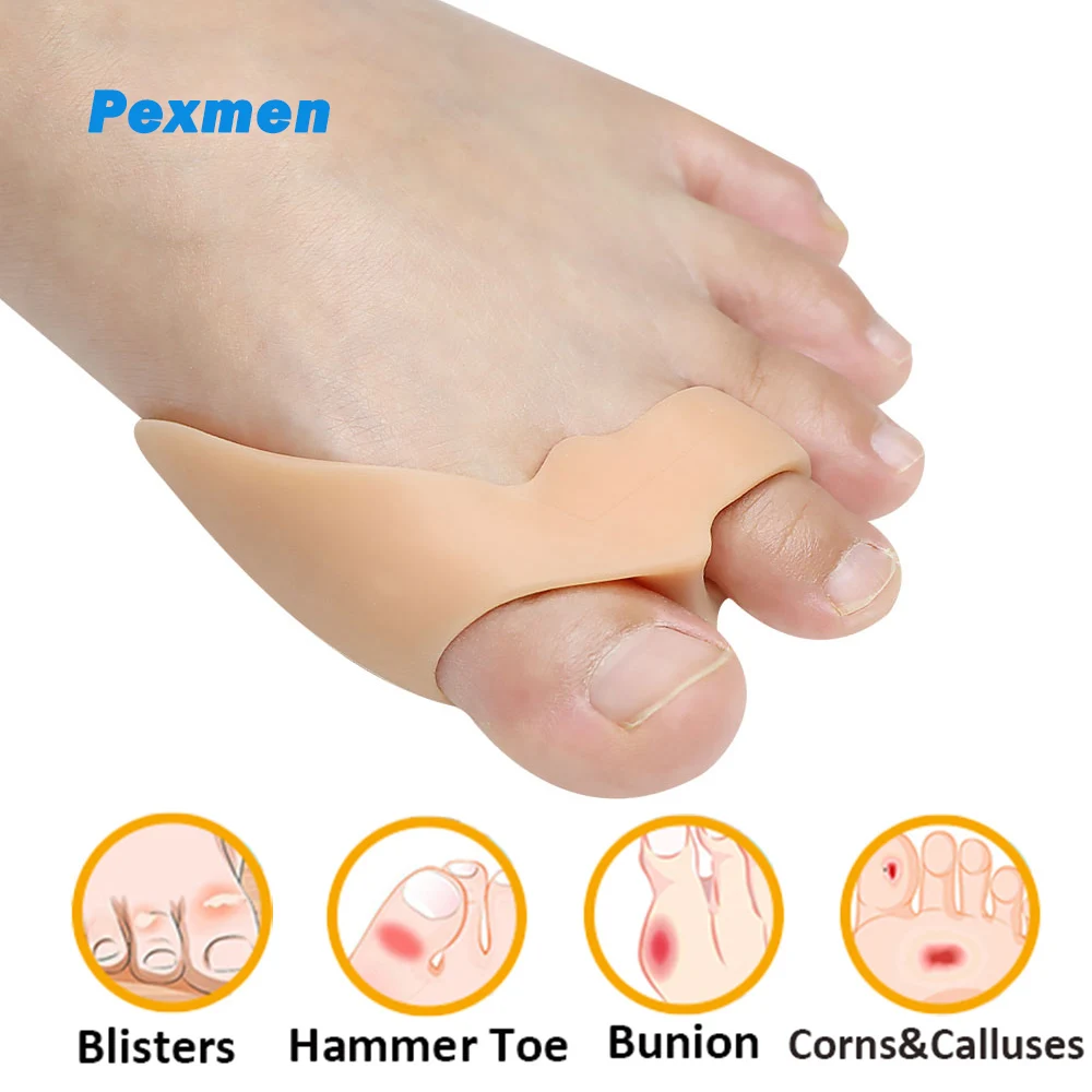 Pexmen 2Pcs/Pair Gel Bunion Corrector Toe Separator Spacer Toe Straighter for Hallux Valgus Blisters Overlapping and Hammer Toe