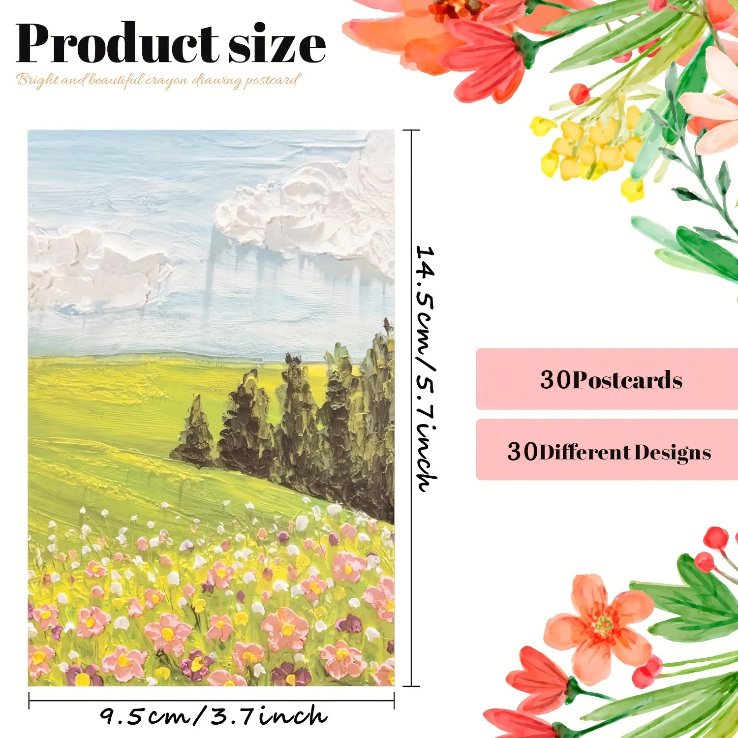 30 oil painting postcards art greeting cards layered art greeting cards Flower and Grass Mountain Butterfly Moon