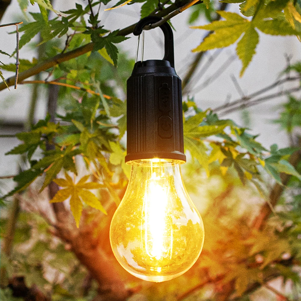

Outdoor LED Camping Bulb Retro Decorative Hook Light USB Rechargeable Wireless Night Market Lantern Waterproof 3 Modes Lighting