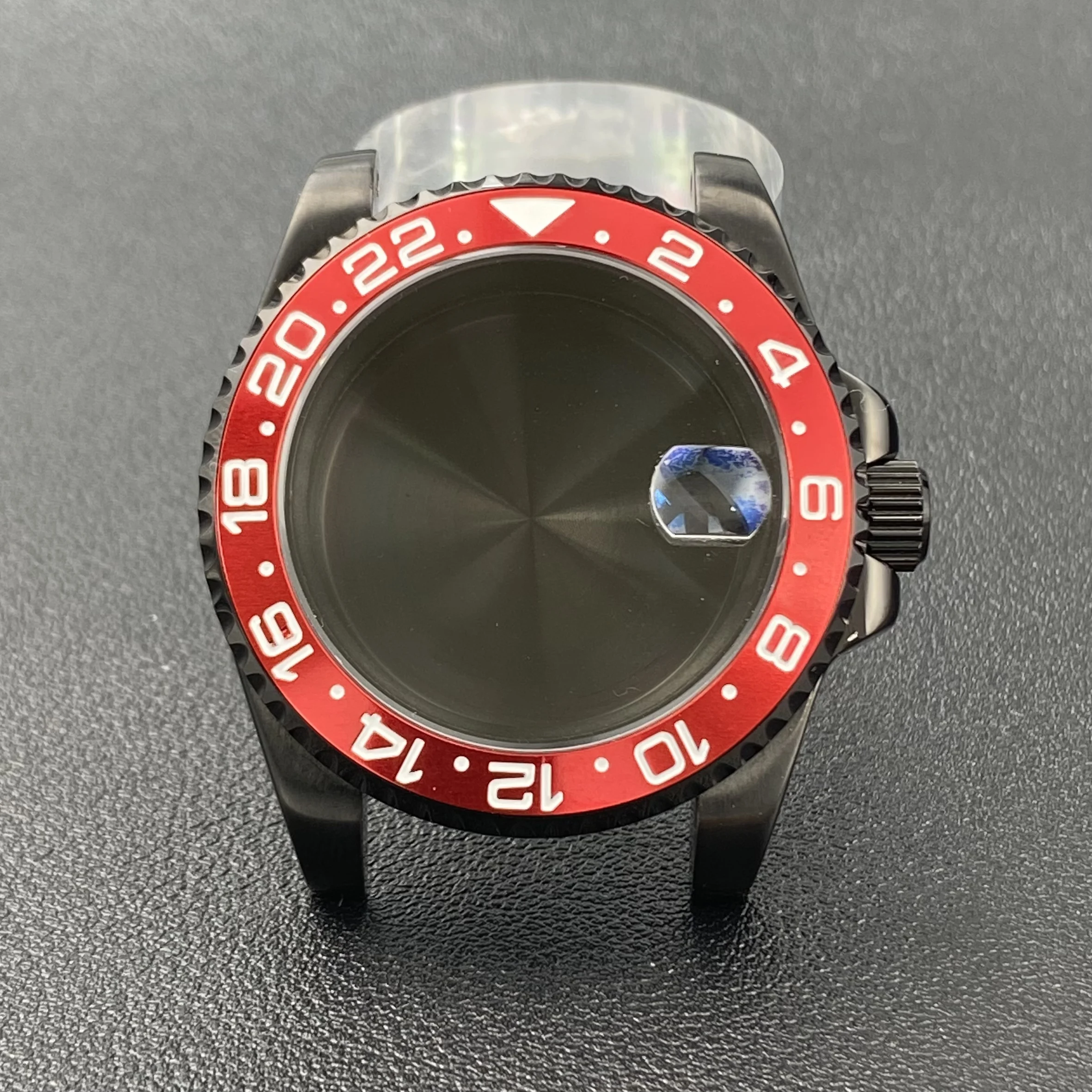 Elegant 40mm Black Watch Case with 120-Click Bezel for Automatic Mechanical Movement - Premium Dial Accessories