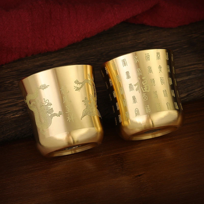 Brass Tea Cups Tea Mug Homeware China Antique Bar Drinkware Ancient Teacup for Drink Tea Coffee Tabletop Home Office Decor - 4