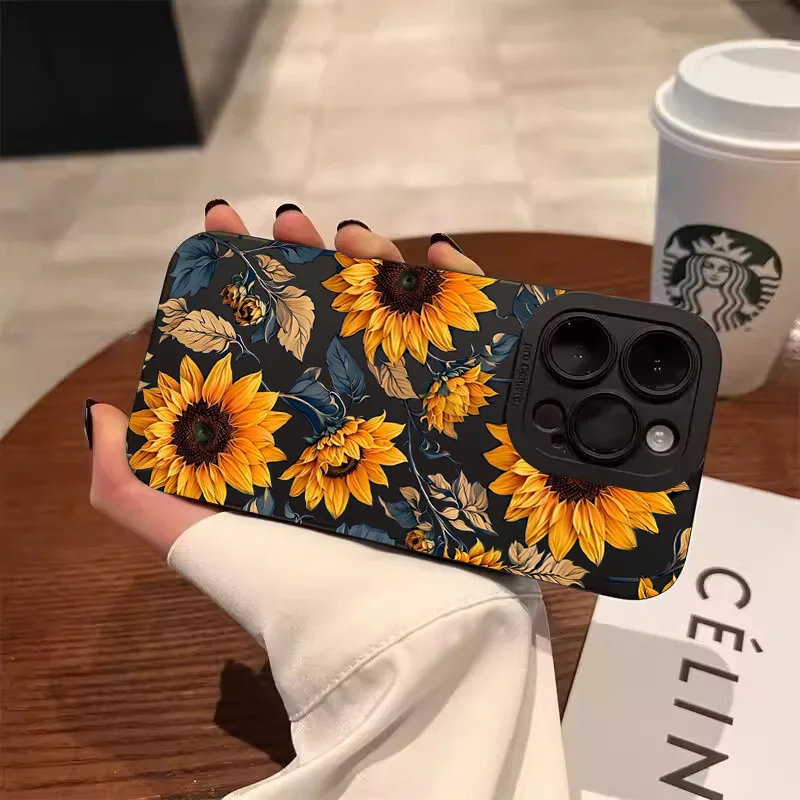 Sunflower Pattern Soft Silicone Phone Case Cover