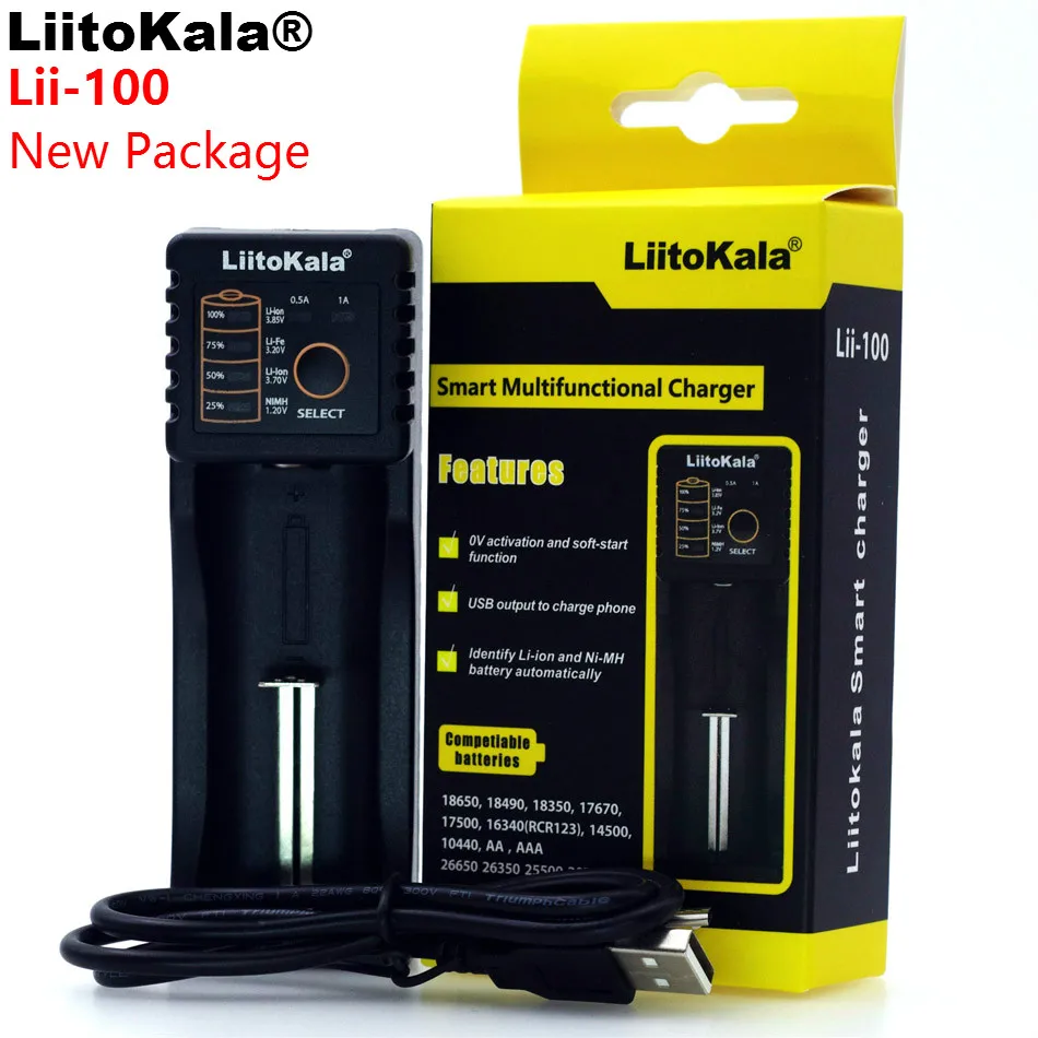 LiitoKala Lii-100 lii-202 Lii-402 1.2 V / 3 V / 3.7 V / 4.25V 18650/26650/18350/16340/18500/AA/AAA NiMH lithium battery charger