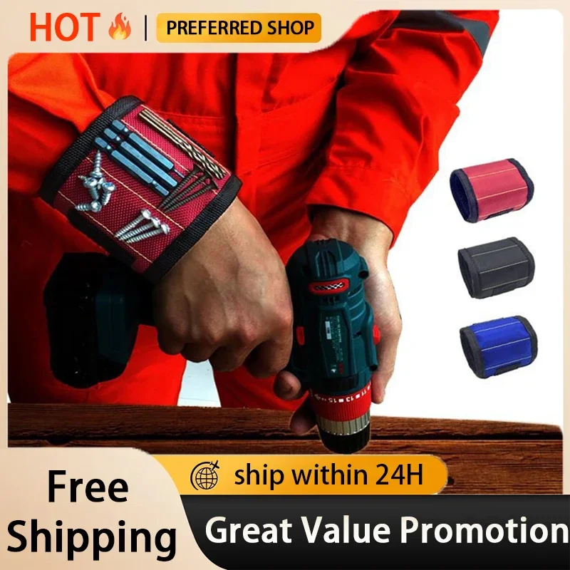 Magnetic Wristband with Strong Magnet for Secure Hardware and Tools