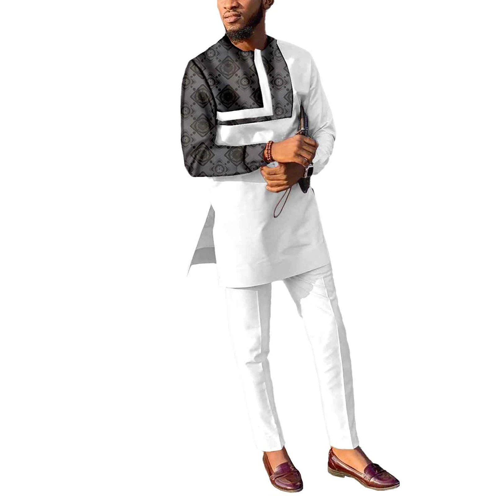 Africa Clothes for Men Dashiki Men Set Bzain Rich African Traditional Clothing Top+Pants