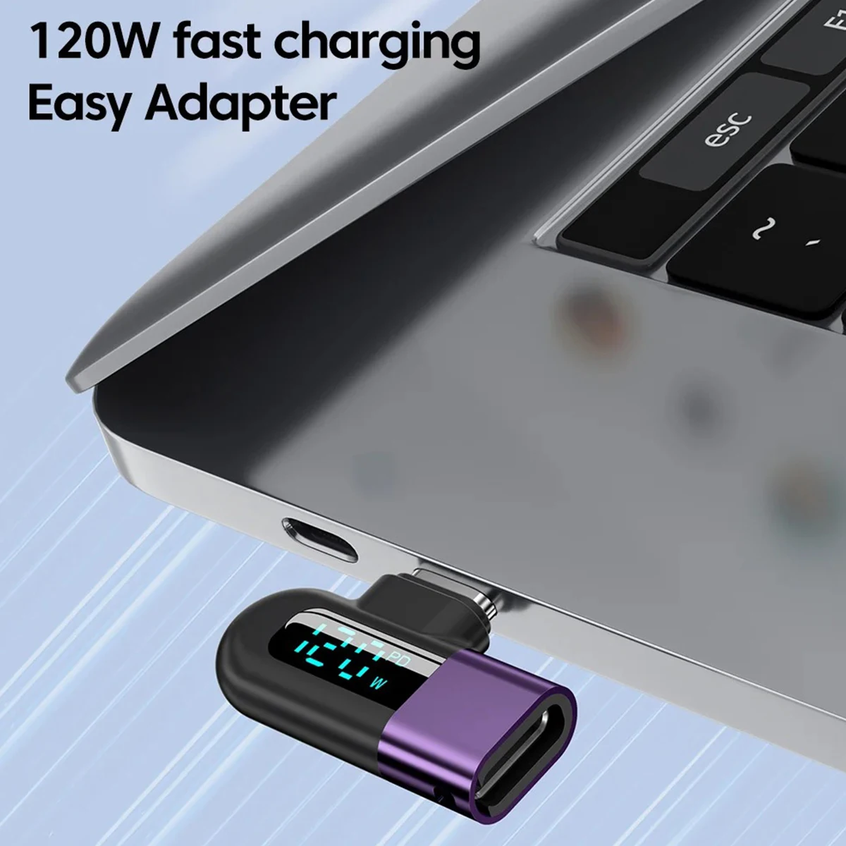 타입 C to 타입 C 120W 6A 디지털 디스플레이 OTG 어댑터 고속 충전 USB C 케이블 어댑터 USB2.0 데이터 전송 커넥터 변환기