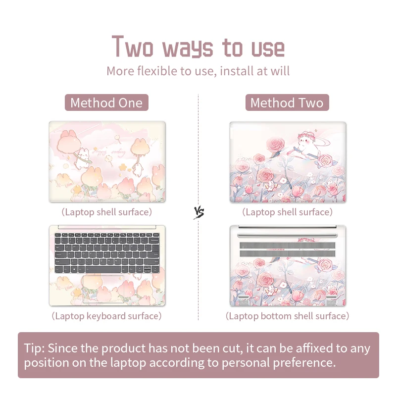 Vinil Laptop Skins Adesivos Adorável Coelho Capa Desenho Animado Decalque Etiqueta Protetora Macbook Lenovo hp Acer 12 13 15 17 - Imagem 6