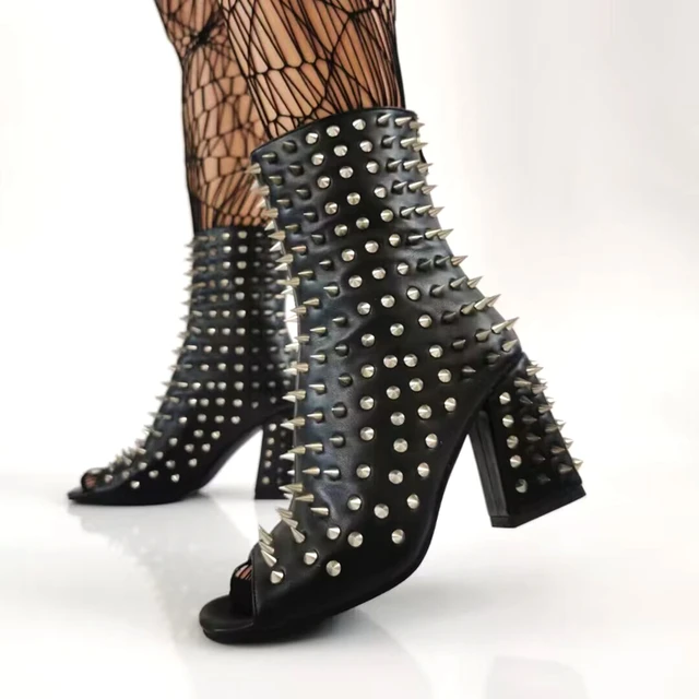 Big Size 36-43 Ladies Thick High Heels Ankle Boots Fashion Rivet Platform  shoelace Women Boots
