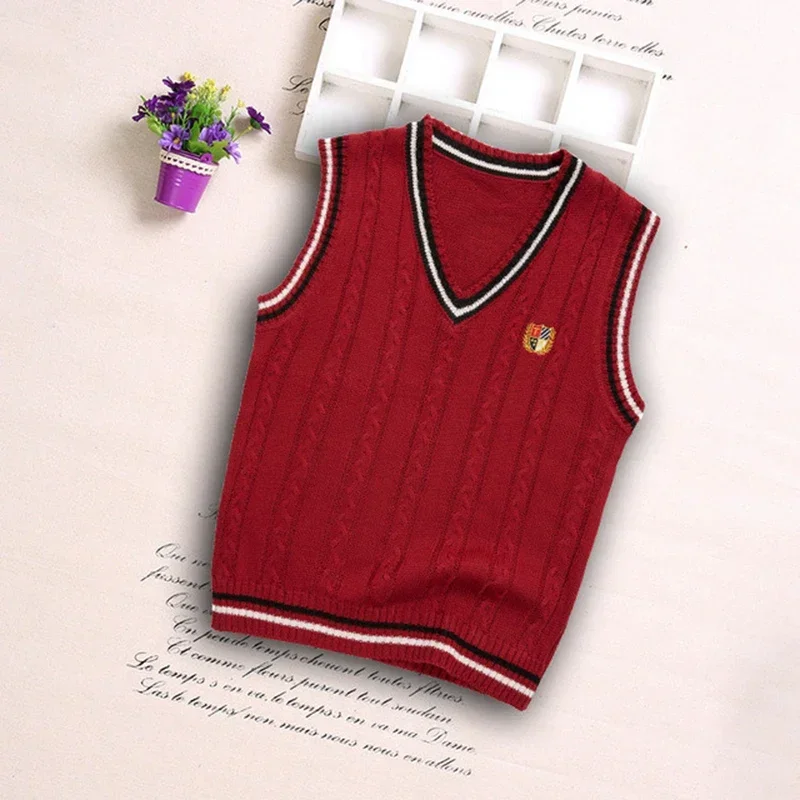 Autumn Boys Sweater Vest Clothes Baby Child Candy Color Knit Waistcoats Cartoon Letter Casual Sweatshirts For Kids Pullovers