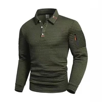 Polo homme manches longues, disponible en 5 couleurs, adapté au printemps et à l'automne. Col blanc, design de boutons, détail de fermeture éclair 3