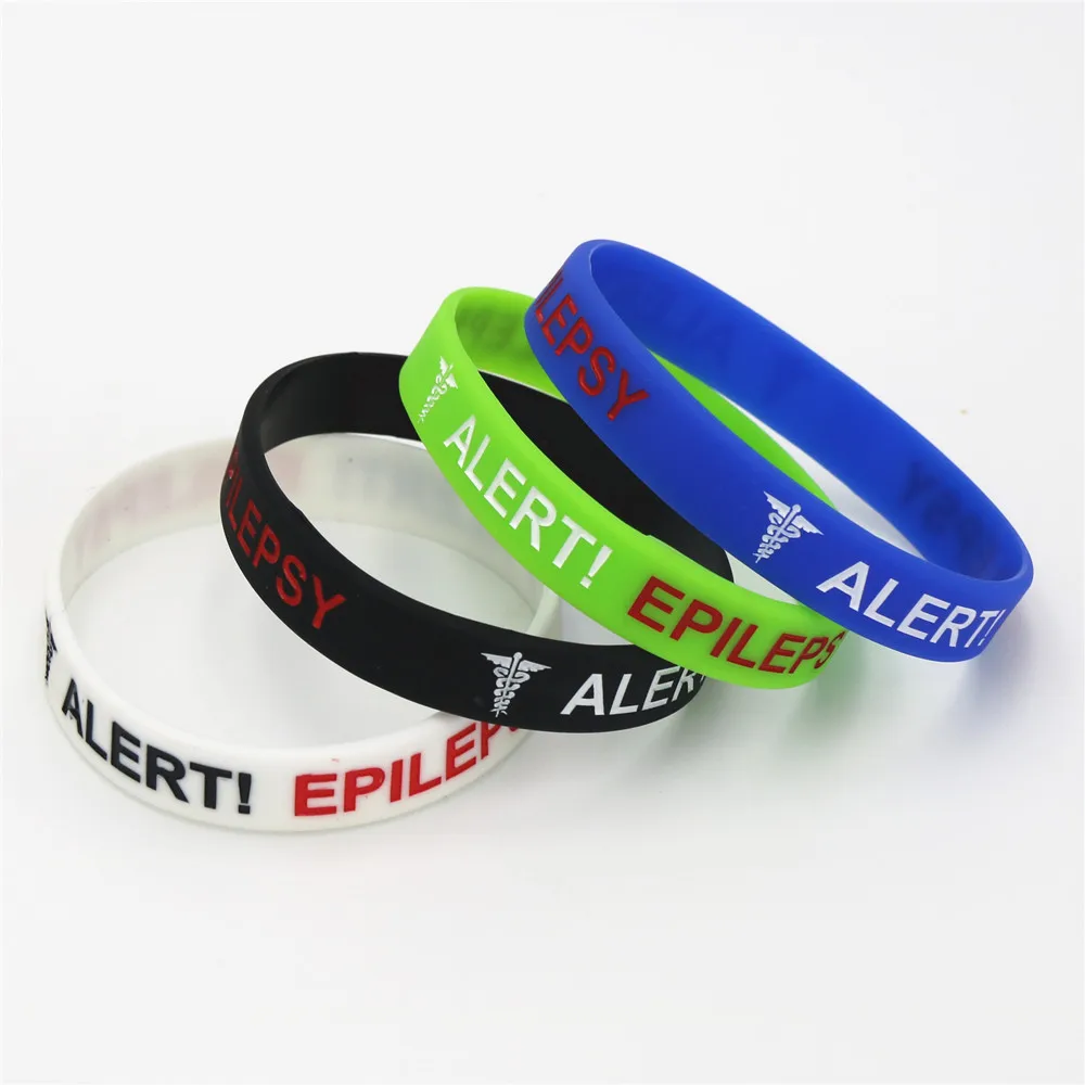 1PC Medical Alert! Epilepsy Silicone Rubber Wristband Patient