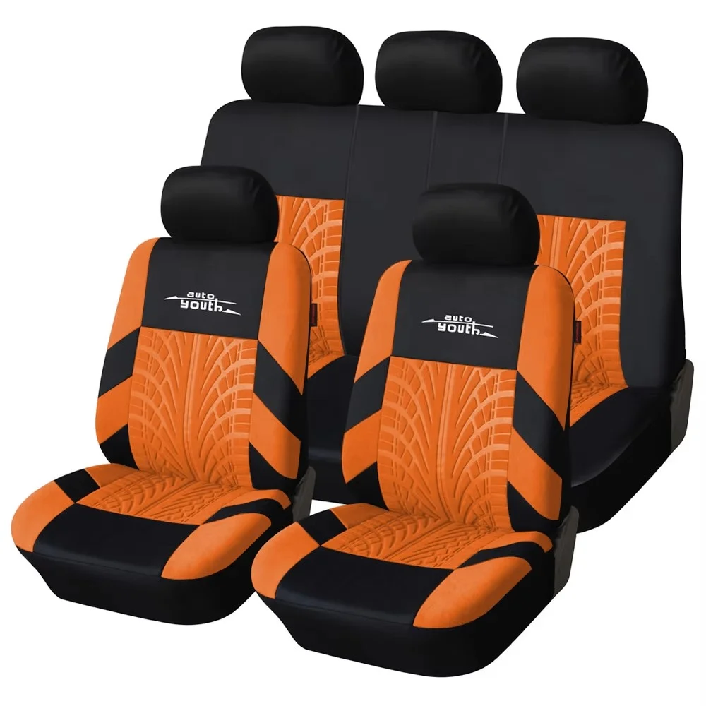 AUTOYOUTH Autositzbezüge-Set, universell passend für die meisten Autos, mit Reifenprofil-Design, für Renault Logan 1, Baujahr 2004–2009.