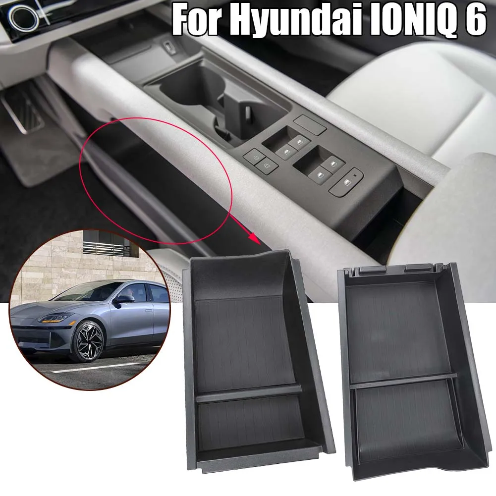 

ABS Black Interior Armrest Console Central Storage Box For Hyundai IONIQ 6 Storage Box Direct Replacement Car Accessories