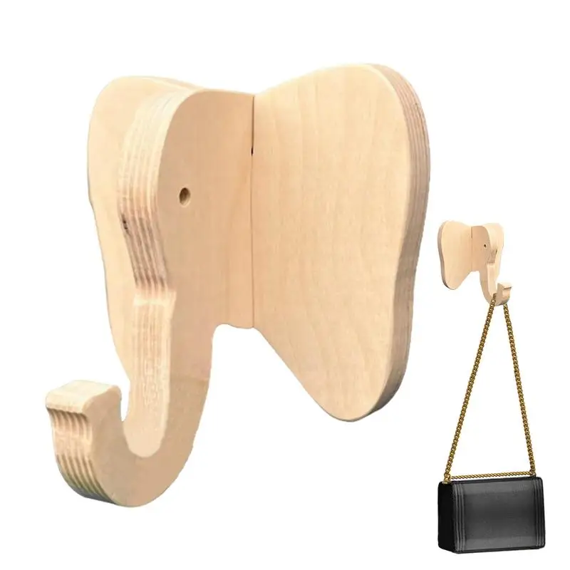 

Wooden Hooks Creative Animal Shaped Wall Art Hook Wall Mounted Elephant Head Clothes Hanger Rustic Wooden Hooks Scarf Bag Key