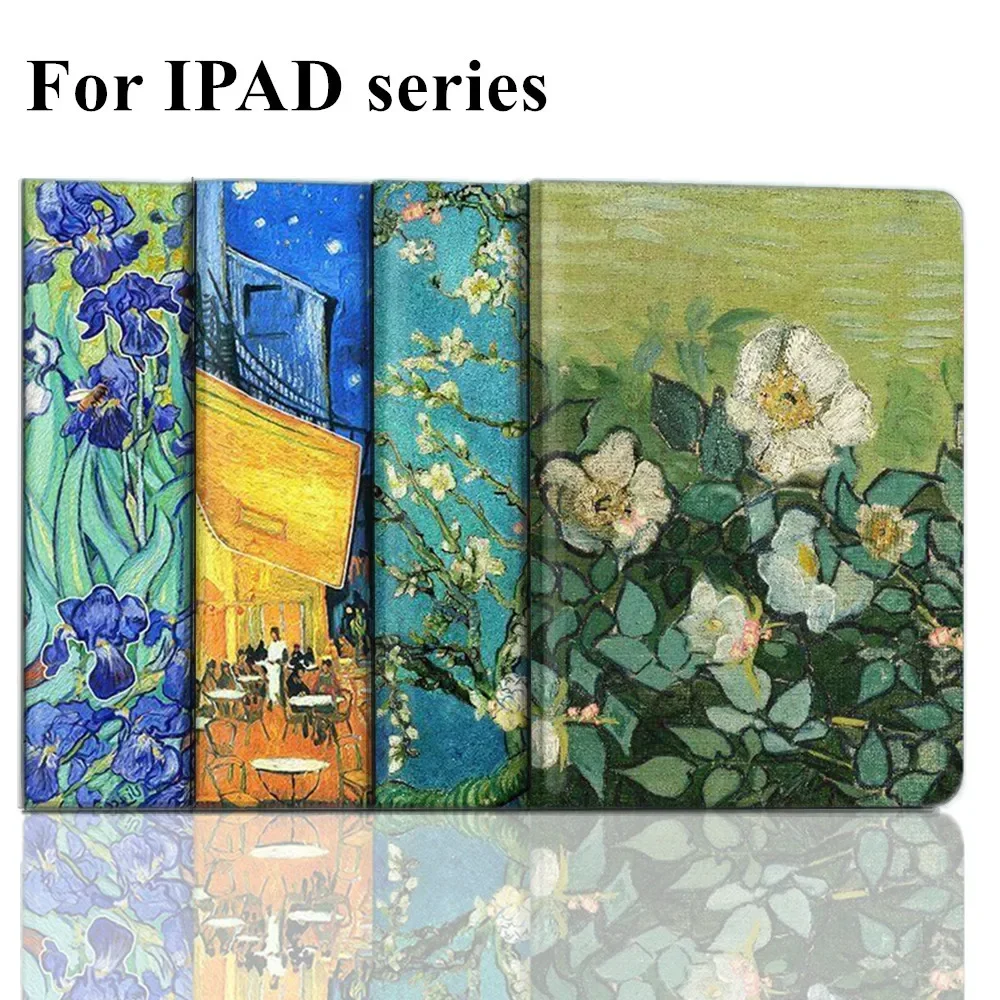 Luxury Van Gogh Oil Painting Flower Art iPad Case Cover