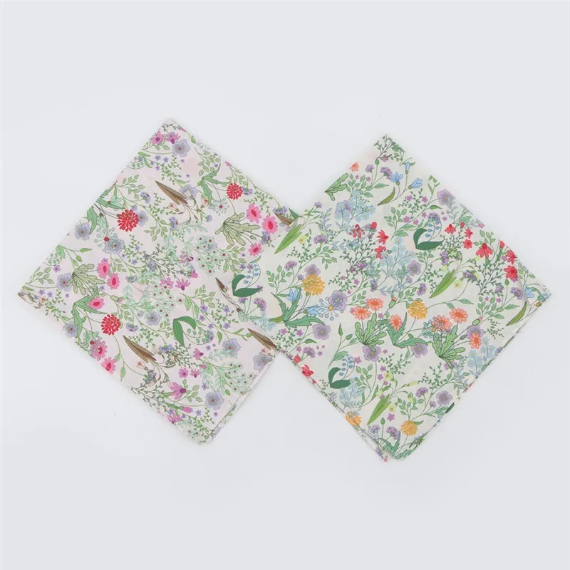 3Pcs 45x45cm Platz Baumwolle Pastoralen Blume Gedruckt Tragbare Dame Taschentuch Frauen Saugfähigen Handtuch Hochzeit Party geschenk – Detail 7