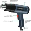 2000W Heat Gun Professional Hot Air Gun Adjustable Temperature 60-600 D 4 Nozzles for DIY Stripping Paint Shrinking PVC and Home 5