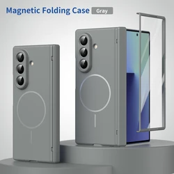 Premium Magnetic Hinge Protective Case with Screen Protector - Galaxy Z Fold 7 (Gray)