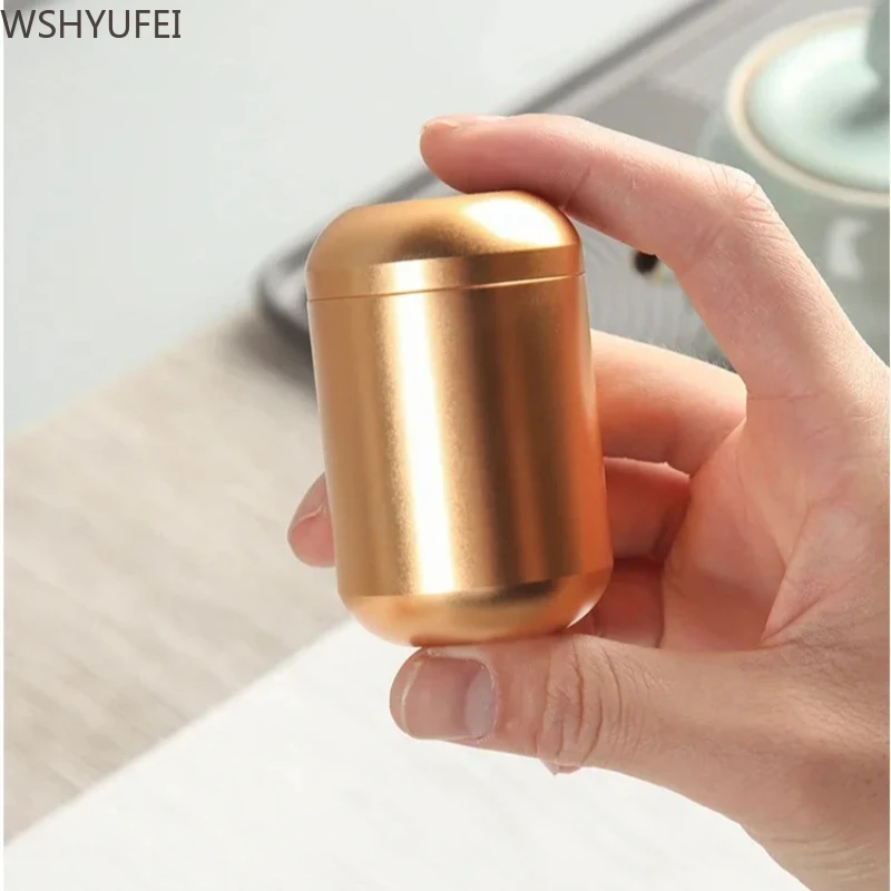 1Pcs Metal Capsule Travel Portable Tea Seal with Cover Coffee Bean Candy Cookie Collection Storage Tank Kitchen Storage