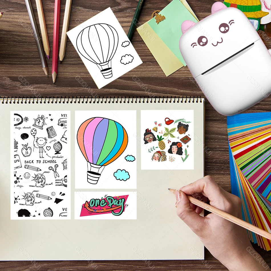 Meow Mini Label Printer Thermal Pocket Printers Stickers Paper Inkless Wireless Impresora Portátil 203dpi Android IOS 57mm